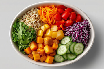 Vegan lunch, set of cooked vegetables, healthy eating concept