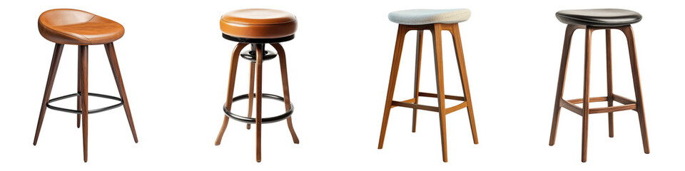 Bar stool isolated on transparent background. PNG, Set of