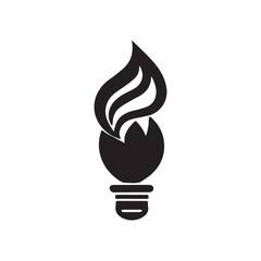 Energy saving light bulb icon with coffee cup and flame design