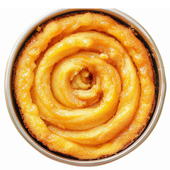 Fototapeta premium Delicious Swirled Orange Cake in Round Tin with Glossy Finish and Transparent Background