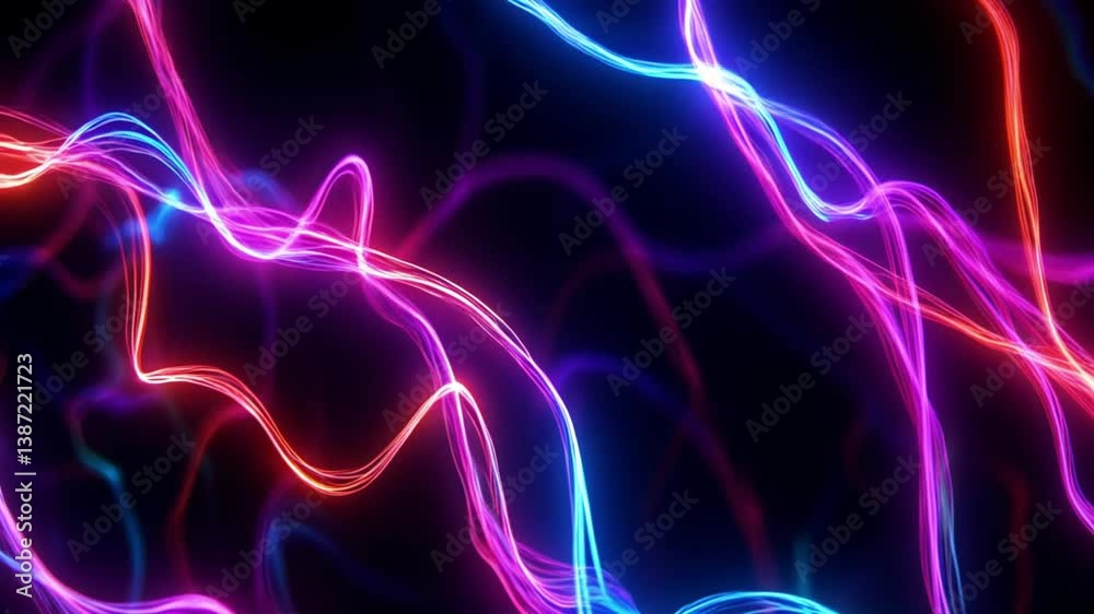 Leinwandbilder Abstract wave texture with light lines on slow motion background.