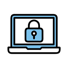 Laptop with Lock Representing Online Security or Privacy Icon Design