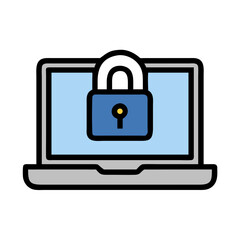 Laptop with Lock Representing Online Security or Privacy Icon Design