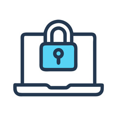 Laptop with Lock Representing Online Security or Privacy Icon Design