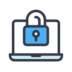 Laptop with Lock Representing Online Security or Privacy Icon Design