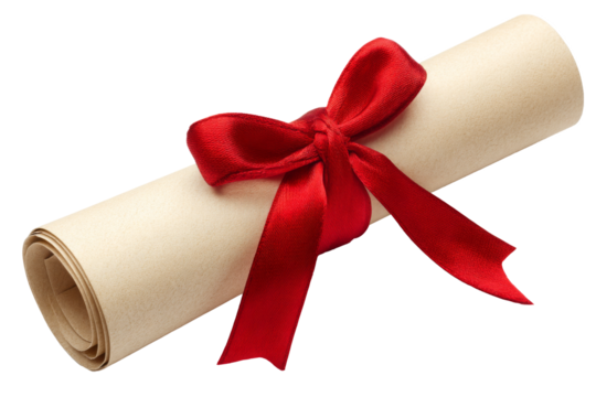 Certificate Scroll with Red Ribbon