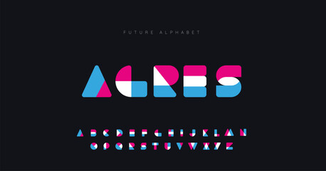 Agres Modern abstract digital alphabet font. Minimal technology typography, Creative urban sport fashion futuristic font and with numbers. vector illustration