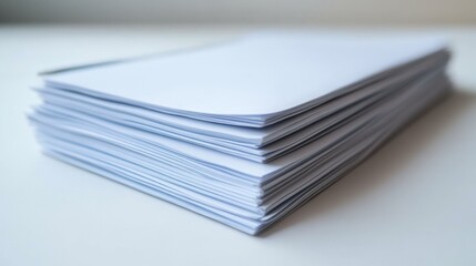 Neatly Stacked Blank Paper Sheets on a Clean Surface