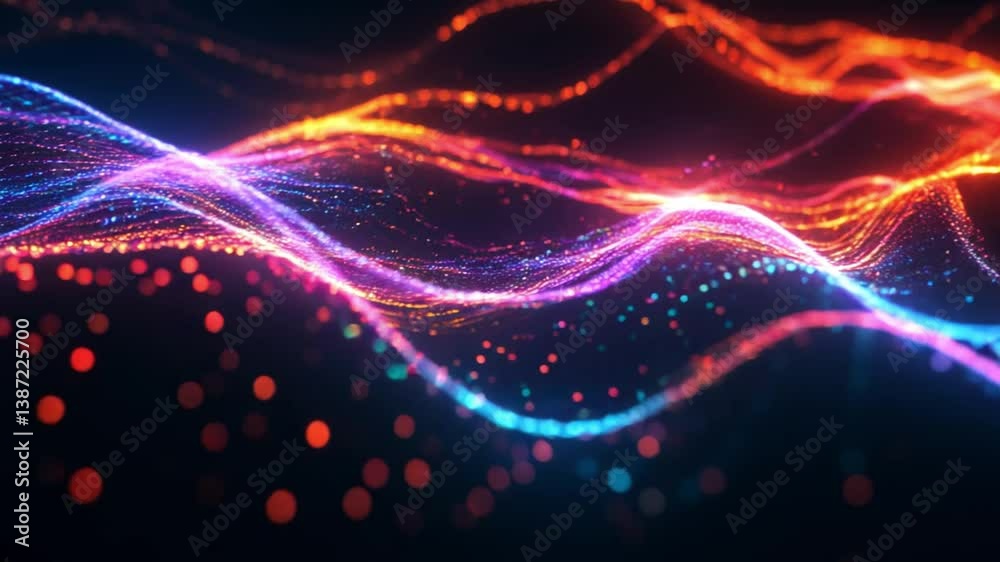 Poster Abstract wave texture with light lines on slow motion background.