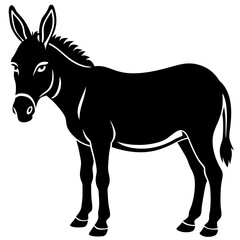 Donkey Silhouette Vector Art on Blank Background