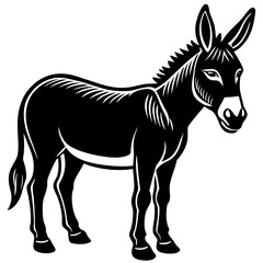 Donkey Silhouette Vector Art on Blank Background