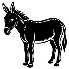 Donkey Silhouette Vector Art on Blank Background