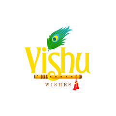 Vishu is a Hindu festival celebrating the Malayali New Year in Kerala, Tulu Nadu, and Mahe of India. English typography with Kanikonna means cassia fistula flower