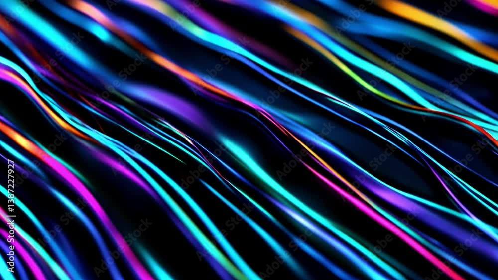Poster Abstract wave texture with light lines on slow motion background.
