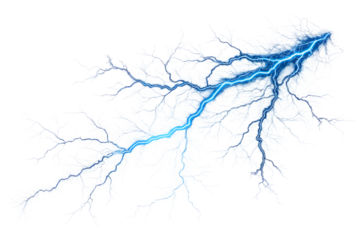 blue electric shock on transparent white background PNG