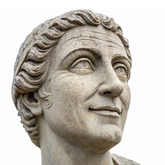 Detailed Stone Sculpture of a Roman Emperor with Realistic Features and Expressions