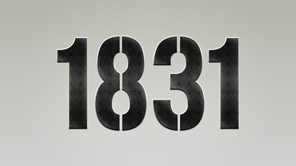 3D Bold metal number 1831 on silver background.	