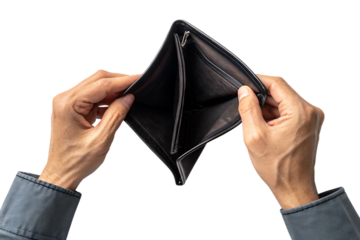 Hands Holding Empty Wallet Isolated on White Background as Transparent. PNG. AI Generated