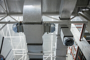 Industrial HVAC duct system in large building
