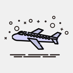 Icon airplane. Transportation elements. Icons in MBE style. Good for prints, posters, logo, sign, advertisement, etc.