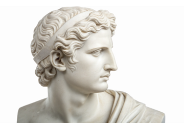 Elegant Classical Sculpture of a Young Man with Detailed Facial Features and Traditional Headband