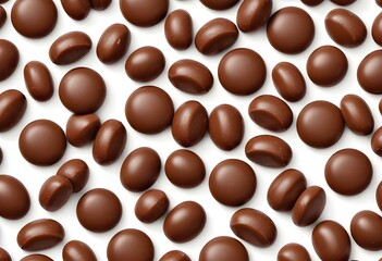 Fototapeta premium chocolate Callets isolated on white background