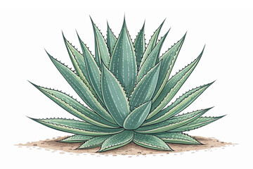 Fototapeta premium Detailed Hand-Drawn Agave Plant Illustration with Transparent Background for Botanical Designs