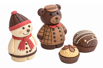 Whimsical Winter Cupcake Decorations Featuring Bear and Snowman Cookie Designs