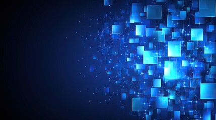 Abstract digital squares, technology background, blue, light effect