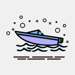 Icon speed boat. Transportation elements. Icons in MBE style. Good for prints, posters, logo, sign, advertisement, etc.
