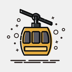 Icon cable car. Transportation elements. Icons in MBE style. Good for prints, posters, logo, sign, advertisement, etc.