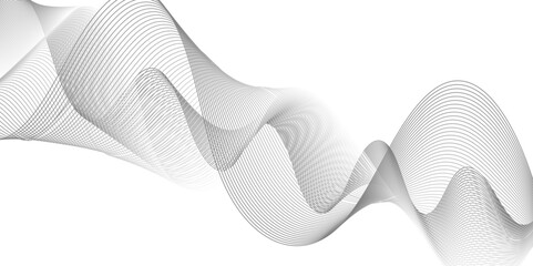 Abstract wave element for design. Stylized line art background. Vector illustration.Wave with lines created using blend tool.Digital frequency track equalizer.Curved wavy line, smooth stripe.

