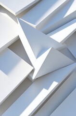 Abstract White Geometric Shapes with Light and Shadow