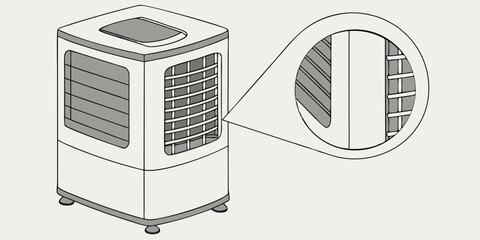 Vector Air Cooler Illustration with Detailed Design Elements for Stock Use