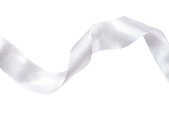 A sheer white ribbon with a flowing edge isolated on a white background