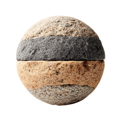 Stone sphere with different colored layers. Concept of geology, nature, and design.