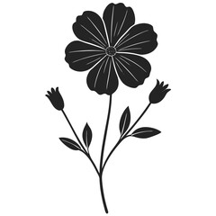Blue Flax Flower silhouette vector illustration