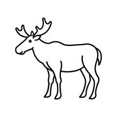 moose line art illustration on white background