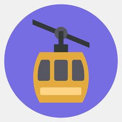 Icon cable car. Transportation elements. Icons in color mate style. Good for prints, posters, logo, sign, advertisement, etc.