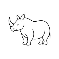 rhinoceros line art illustration on white background