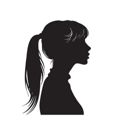 A black silhouette of a woman with long hair showcases her beauty in a profile drawing