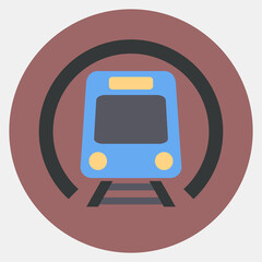 Icon metro. Transportation elements. Icons in color mate style. Good for prints, posters, logo, sign, advertisement, etc.