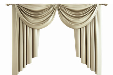 Elegant Beige Drapery Curtain with Valance for Interior Decor and Stage Design