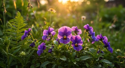 Fototapeta premium Golden Hour Violets: A Burst of Purple AI Generated