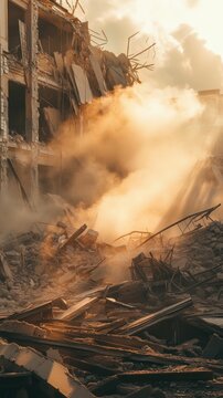 Urban devastation: a poignant scene of destruction and resilience in aftermath