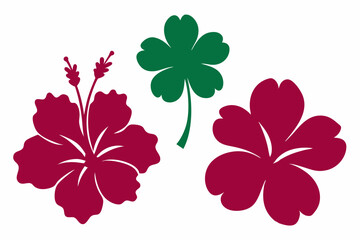 set of hibiscus flower silhouette vector illustration