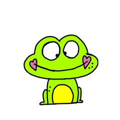 green frog with a smile