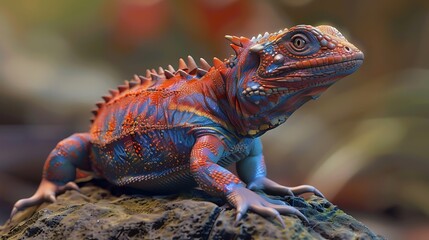 Fototapeta premium 3D model of a multi-colored tuatara