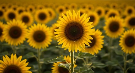 Obraz premium Golden Hour Sunflowers: A Field of Dreams AI Generated