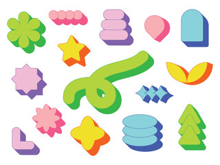 Various Abstract Shape 3D Colorful Bundle Set
